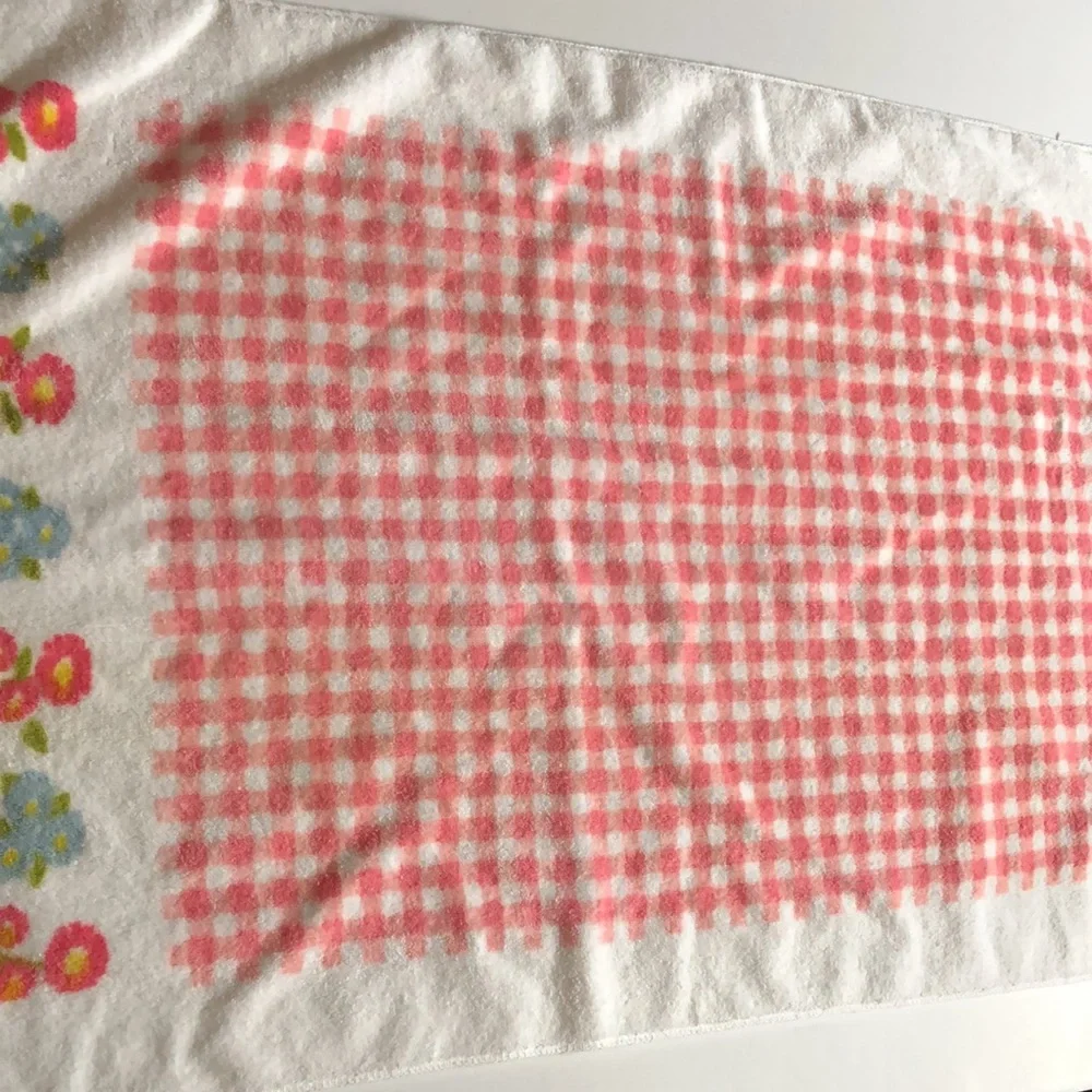 Springmaid Vintage Guest Towel Set Pink Gingham and flowers terrycloth 60s